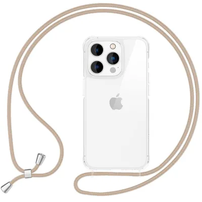 Immagine prodotto di Catenina per cellulare NALIA per iPhone 16 Pro – Custodia ibrida trasparente e laccio da 160 cm – HANGIT PRO (retro anti-ingiallimento) – Marchio di Berlino – Beige