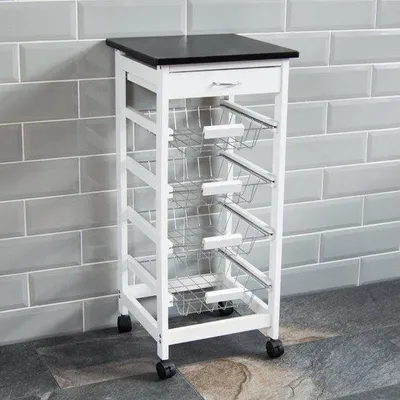 Zdjęcie produktu dla Wózek kuchenny na kółkach – wózek kuchenny z półkami – wózek kuchenny z uchwytami