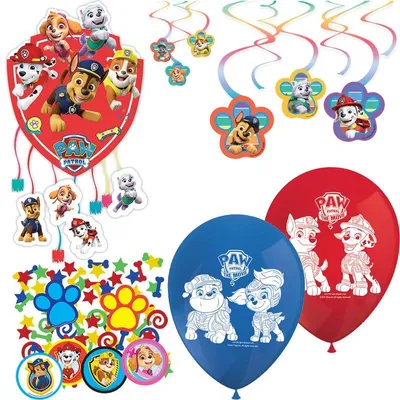 Produktbild von Partyset Paw Patrol Geburtstagsdeko Pinata Kindergeburtstag Deko Set Dekoration Hunde Polizei bunt