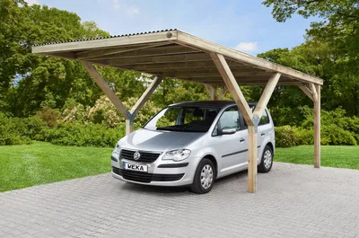 Produktbild von weka Y-Einzelcarport, mit Trapezblech-Dach, Farbe:kdi, Dachform:Flachdach