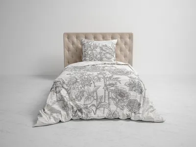 Produktbild von Heckett & Lane Mako-Satin Eco Bettwäsche 155x220 Dimont Lining grau Blumen Blüte