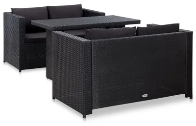 Obrázok produktu pre vidaXL 3-dielna záhradná obývacia súprava s vankúšmi Poly Rattan Black
