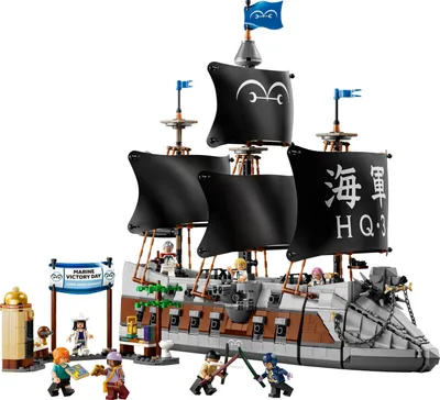 Imagen del producto de LEGO ONE PIECE: Buque de guerra marino de Garp. Modelo de barco con 8 minifiguras, incluyendo a Zoro, Lysop y Nami. Ideal para decorar la habitación de los niños. Regalo para niños, niñas y fans a partir de 9 años. Número de producto: 75646