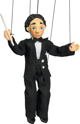 Produktbild von Klassische Dirigenten-Marionette, handbemalt und handgenäht, 40 cm groß