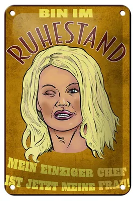 Produktbild von Blechschild Pinup 12x18cm bin Ruhestand Chef ist meine Frau