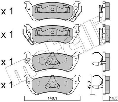 Produktbild von METELLI Bremsbeläge Satz Hinten Bremsklötze passend für MERCEDES-BENZ M-Klasse (W163) 22-0570-0
