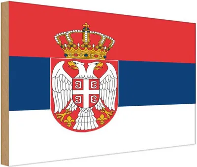 Produktbild von vianmo Holzschild 12x18 cm Serbiens Serbia Flagge Fahne Wappen