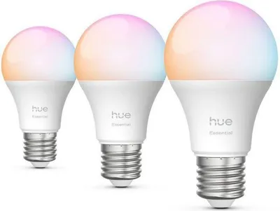 Immagine prodotto di Lampadine LED connesse Philips Hue A60, confezione da 3, E27, luce bianca e colorata, 8 W, 2200-6500 K, 806 lumen