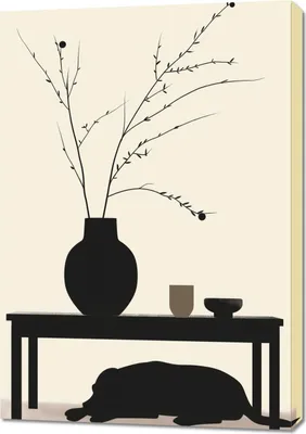 Produktbild von Minimalistisches Bild 70x100cm mit bedruckten Seiten und Kiefernholzrahmen in Schwarz-Weiß