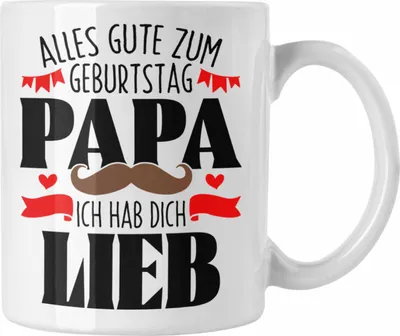 Produktbild von Trendation - Papa Geschenk Tasse Geburtstag Ich Hab Dich Lieb Vater Geschenkidee zum Geburtstag von Sohn Tochter (Weiß)