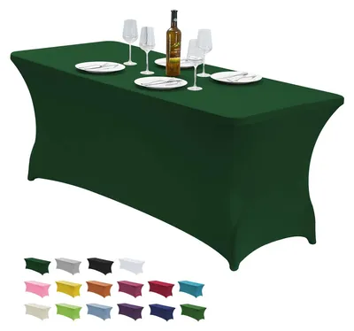 Stretch-Tischdecke rechteckig, bügelfrei, 182,9 x 76,2 cm, schwarz-grün
