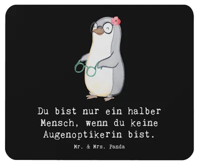 Produktbild von Mr. & Mrs. Panda Mousepad Augenoptikerin Herz - Schwarz - Geschenk, Spruch, Brillengeschäft, Mauspad, Eröffnung, laptop, Lustig, Mouse Pad, Witzig, mousematte