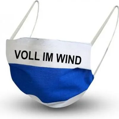 Produktbild von Textil Design Maske aus Baumwolle mit em Innenvlies - VOLL IM WIND + Gratiszugabe