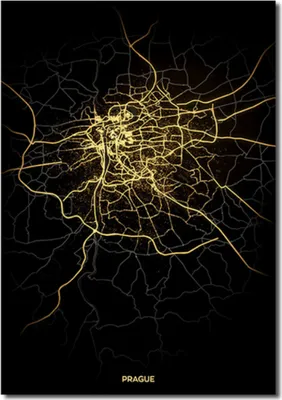Produktbild von TPFLiving Kunstdruck LW-440 (OHNE RAHMEN) Poster - Leinwand - Wandbild - Hochauflösender Giclée-Druck, langlebig und hochwertig - Beleuchtete Stadtpläne berühmter Metropolen Modell E: Prag -  - Größe: 60x80cm