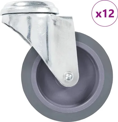 Zdjęcie produktu dla 12 kółek skrętnych z otworem na śrubę, 75 mm