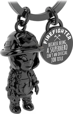 Produktbild von LANOLU Schlüsselanhänger Feuerwehrmann, Feuerwehr Geschenke für Männer, Glücksbringer Geschenke für Feuerwehrmänner aus Metall