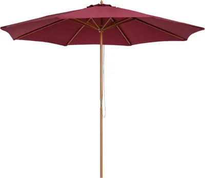 Image de Outsunny Parasol de jardin extšŠrieur parasol droit double toit en bois polyester haute densitšŠ protection solaire ? 3 x 2,5 m rouge