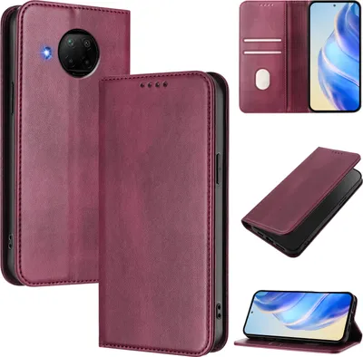 Image de Etui pour Xiaomi Mi 10T Lite 5G, étui en cuir vintage avec protection RFID, fentes pour cartes, support Rouge