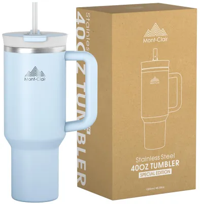 Isolierbecher 40oz mit Strohhalm, 1 L, Edelstahl, auslaufsicher