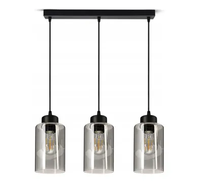 Produktbild von FKL DESIGN Home Deco Deckenlampe Deckenleuchte Schwarz 3-flammig E27 Glas Lampenshirm Lampe aus Serie N535 (DDH3)