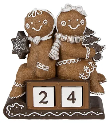 Image de Clayre & Eef Figurine de décoration de Noël Père Noël en pain d'épice 11x4x13 cm Brun Plastique