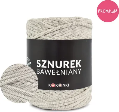 Produktbild von Makramee-Schnur aus Baumwolle PREMIUM by KOKONKI 5 mm/ Ralle 100 m Beige – Perfekt Kordel für Makramee & kreative Projekte