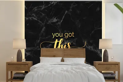 Produktbild von MuchoWow® Fototapete für Wohnzimmer oder Schlafzimmer Wandtapete Vinyl Motivtapete Zitate - Motivation - Gold - Marmor - 280x280 cm - Hintergrundbild