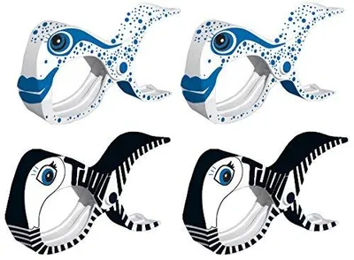 Strandclips für Handtücher, 4er-Set, Kunststoff, 2x Schwarz + 2x Weiß