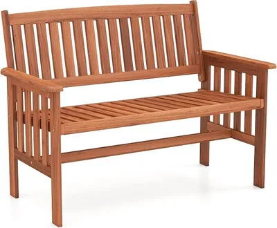 Imagen del producto de Banco de jardín de madera, banco de madera resistente a la intemperie, banco de dos plazas