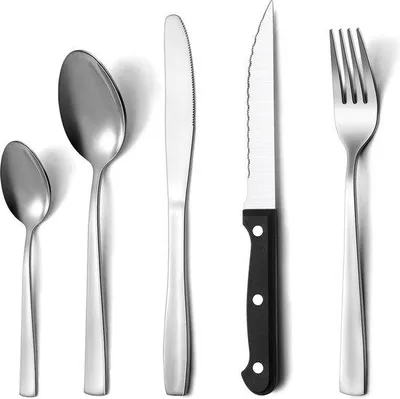 Productafbeelding van Famanu bestekset, 30-delig voor 6 personen - Hoogwaardige roestvrijstalen serviesset met steakmessen