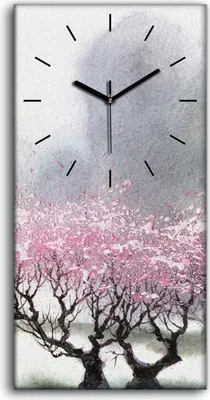 Produktbild von Wohnzimmer-Bild Leinwand Uhr Geräuschlos Kunstdruck 30x60 Malerei Bäume Kunst - schwarze Hände