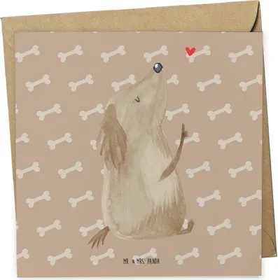 Produktbild von Mr. & Mrs. Panda Grußkarte Hund Liebe - Hundeglück - Geschenk, faltkarte, Hunde, doppelkarte, Glückwunschkarte, anlasskarte, Klappkarte, Herz, Sprüche