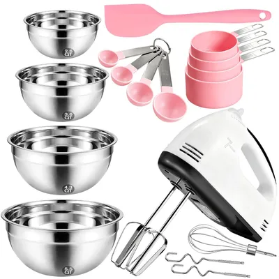 Handmixer mit Edelstahlschüsseln, 7 Stufen, Turbo-Boost