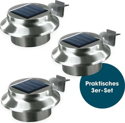 Produktbild von EASYmaxx Solar-Leuchte Dachrinne 3er-Set Tageslichtsensor kabellos Dachrinnenleuchte Solar Hausbeleuchtung Außen Beleuchtung Wegleuchte 12 cm h