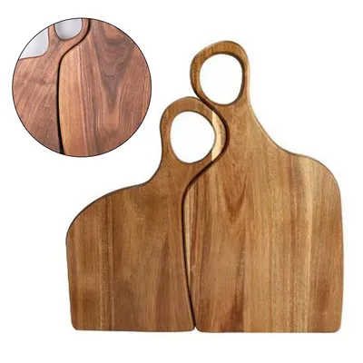 Produktbild von Holz Schneidebrett Set für Paare, 2-teilig aus Walnussholz, vielseitig für Brot, Obst, Fleisch, dekoratives Servierbrett, Geschenkidee