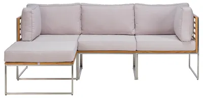 Produktbild von home24 Loungeset - 4-teilig - Webstoff / Teak Massiv
