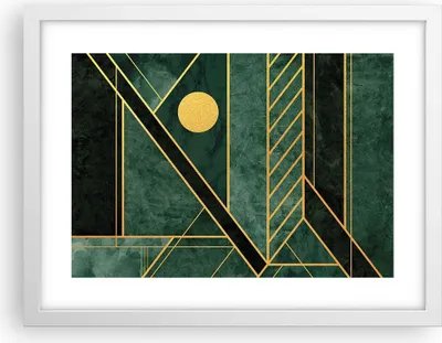Produktbild von Gerahmtes Poster - Weißer Rahmen - Grün Stück geometrisch - 40x30 cm - Wand Bild - Wanddeko - Wandbilder - Kunstposter - Wandposter - Bilderrahmen - Bilder - Kunstdruck - P2WAA40x30-4797