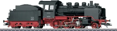 A model steam locomotive on a white background.