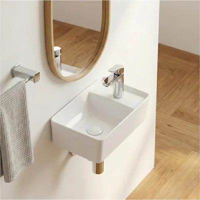 Image de Vasque à poser ou à suspendre rectangle en céramique 43x26,5cm