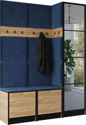 Image de KIER FURNITURE Armoire EDEN, armoire de chambre à coucher, armoire penderie, armoire d'entrée Chêne artisanal & bleu 159,6x205x39 cm