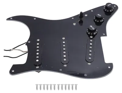 Produktbild von SSS Vorverdrahtetes, bestücktes Schlagbrett, 3-lagig, schwarz, 11 Löcher, Single-Coil-Tonabnehmer, für ST-E-Gitarren