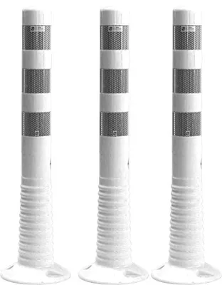 Produktbild von 3 Stück UvV®-Reflex Absperrpfosten, Poller 75 cm hoch, flexibel weiss, reflektierend, selbstaufrichtend