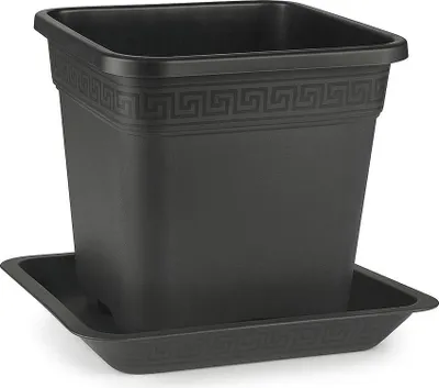 Produktbild von Easy Act Topf viereckig 6L (20,5 x 20,5 x 22cm) mit Untersetzer, Pflanzkübel, Blumentopf, Auffangschale, Pflanztopf