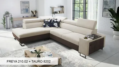 Produktbild von Moderne Eckcouch Ecksofa L-Form MELODIE VII - BEIGE FREYA 210.02 + TAURO 8202 links/rechts