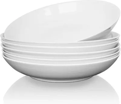 Produktbild von Famanu Pastaschalen Set von 6 - Weiß - Mikrowellen- und Spülmaschinenfest - 800 ml