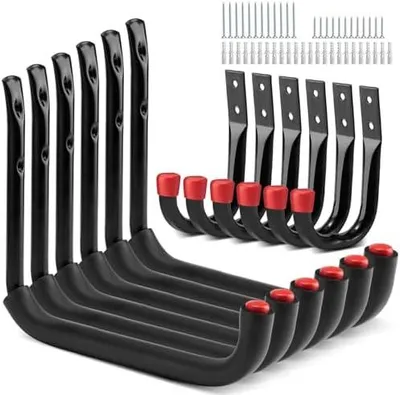 Produktbild von Sinoer Garage -Haken,wandhaken garage,garagenhaken,wandhaken zum schrauben,schwerlasthaken,wandhalter,gartengeräte halterung,für Gartengeräte, Leitern, Fahrräder,12 Stück