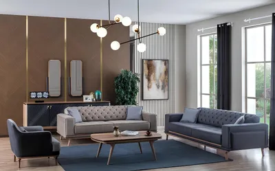 Obrázok produktu pre Luxus Modern Wohnzimmer Set 4tlg. 4 Sitzer Sessel couchtisch Holz Möbel