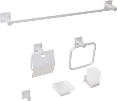 Produktbild von BELIANI Badezimmer-Halter-Set Silber Aluminium 6-Teilig Modern Badaccessoires Hardware-Set WC-Garnitur WC-Accessoires-Set Badausstattung Badzubehör