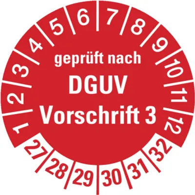 Produktbild von Dreifke® Aufkleber Prüfplakette,  nach DGUV Vorschrift 3, rot/weiß, Ø ...