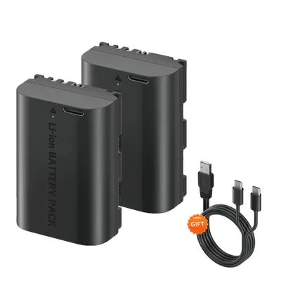 Produktbild von Kameraakku, 2400mAh Kapazität, USB-C Ladeanschluss, 2 Stück Batterie